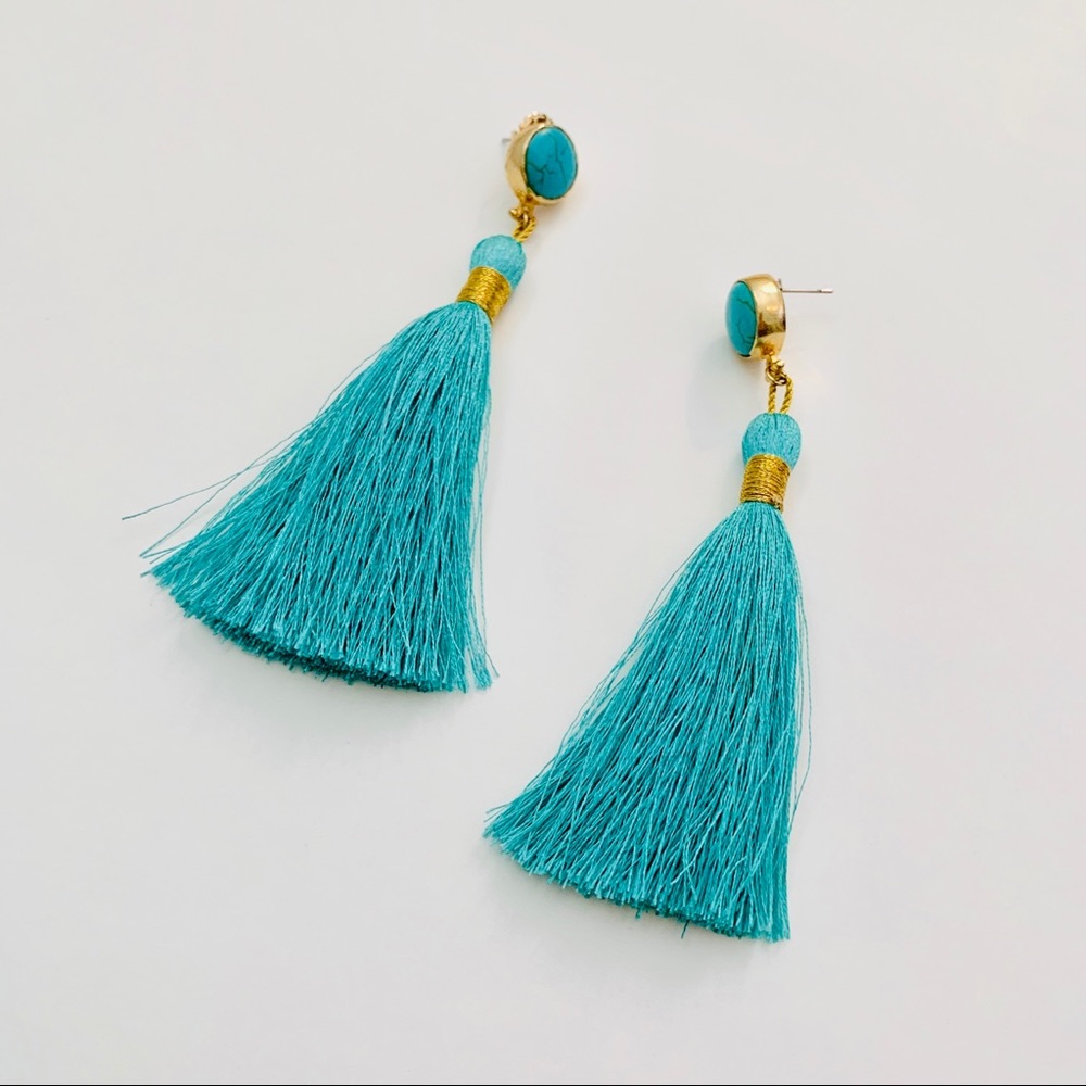 Turquoise Tassel Earrings